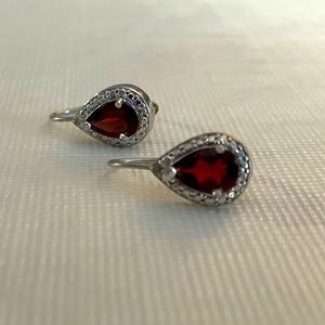 Garnet Earrings set in Sterling Silver